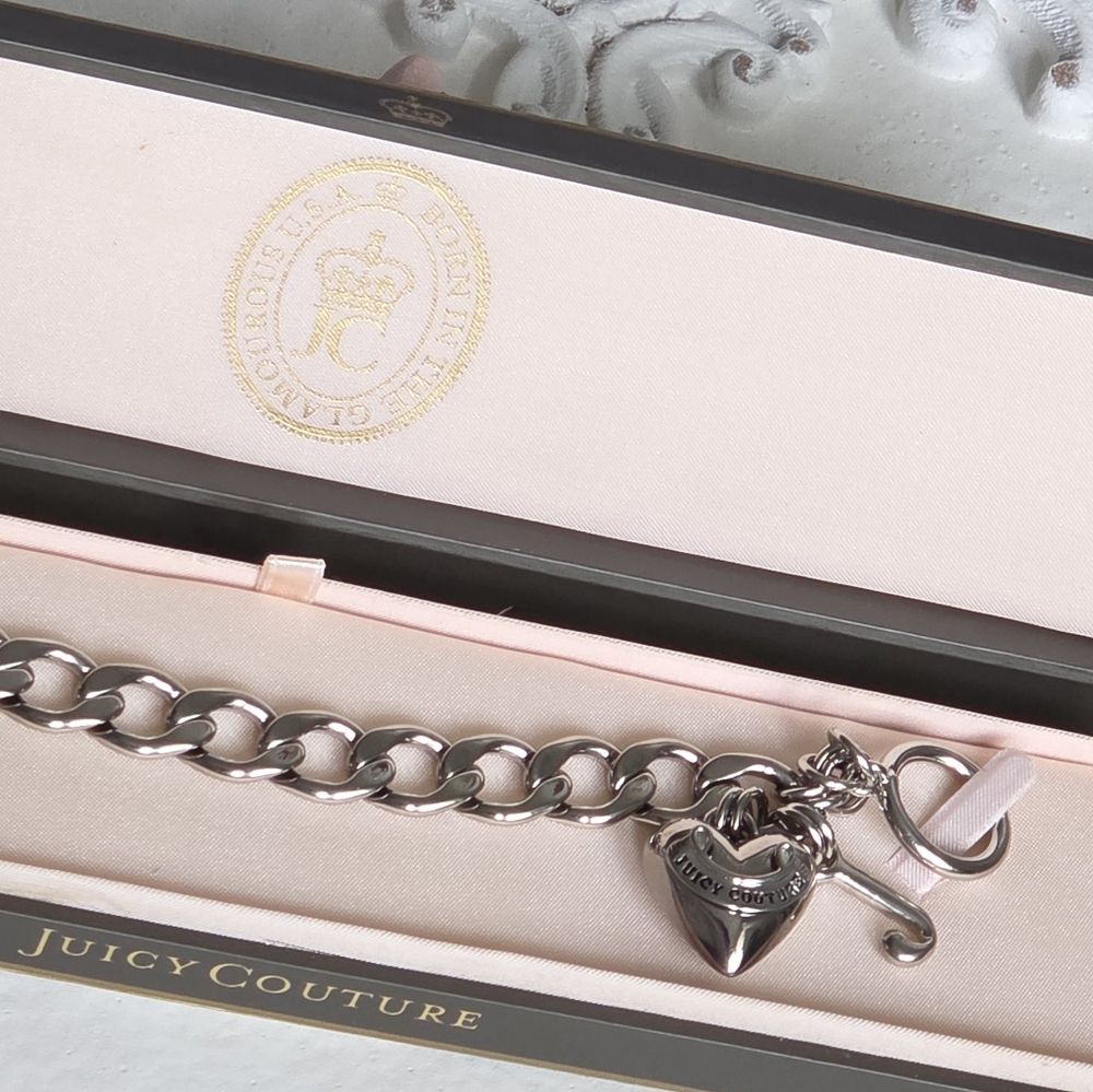 Juicy Couture Silver Heart Charm Bracelet